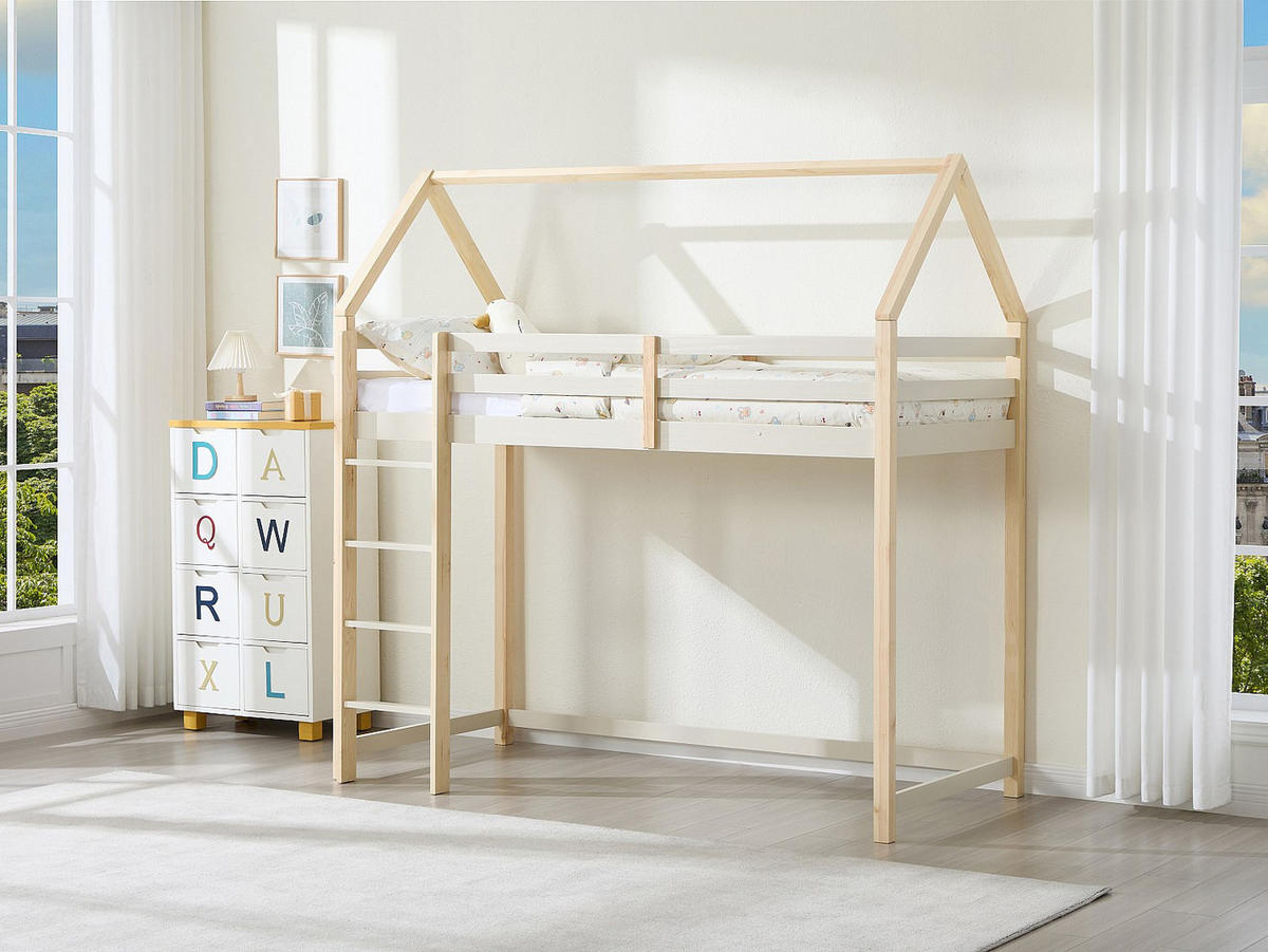 HOCHBETT - 1 Person - holz - beige Tarzia - Beige, Holz (90/190cm) - Vente-Unique