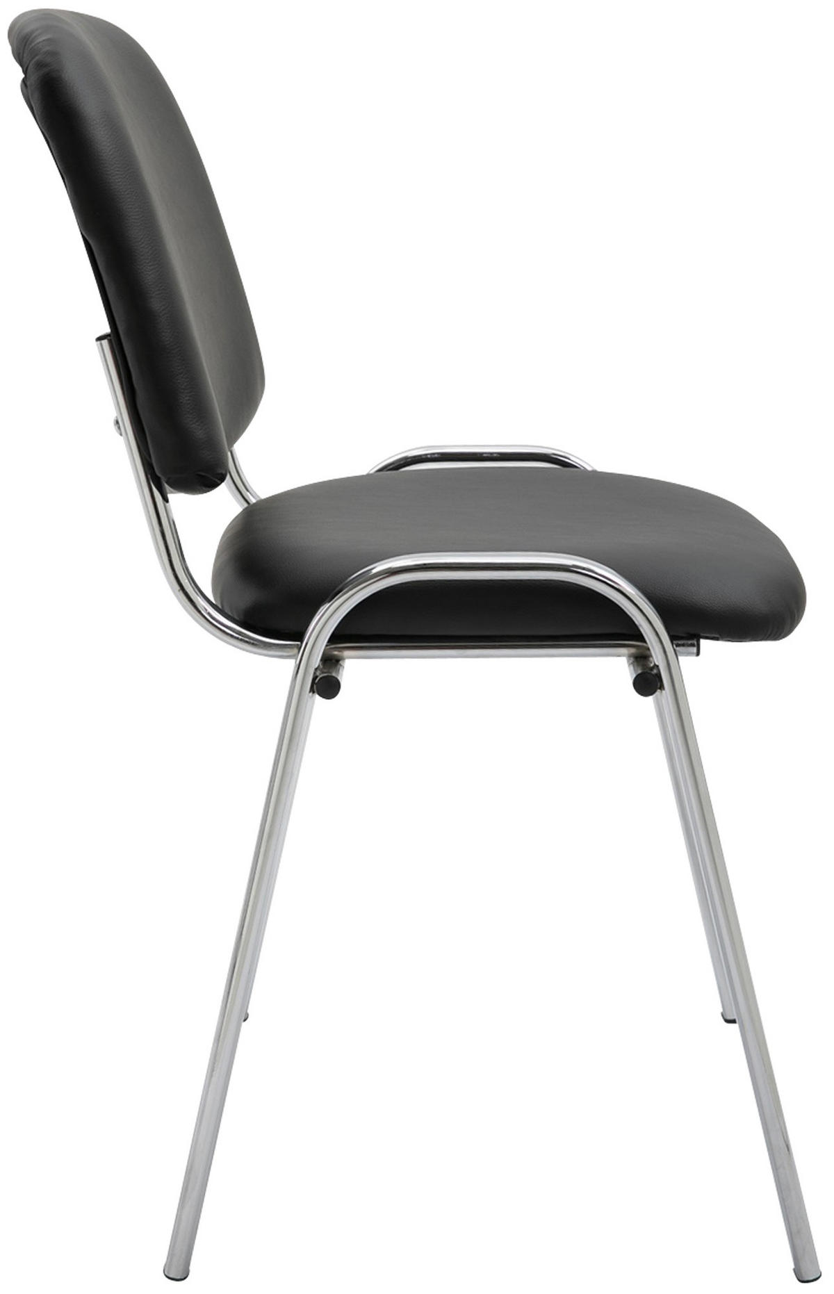 BESUCHERSTUHL Lederlook schwarz - Chromfarben/Schwarz, Textil/Metall (54/79/48cm) - CLP