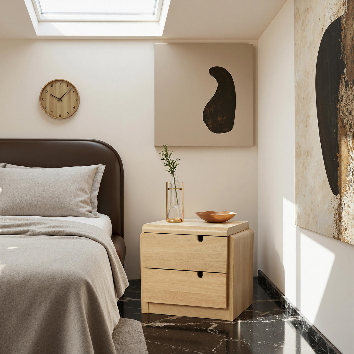 NACHTTISCH Modern mit 2 Schubladen, Eichenfarben, MDF | B55 x T40 x H53 cm - Eichefarben, Holz (55/53/40cm) - Hometopia