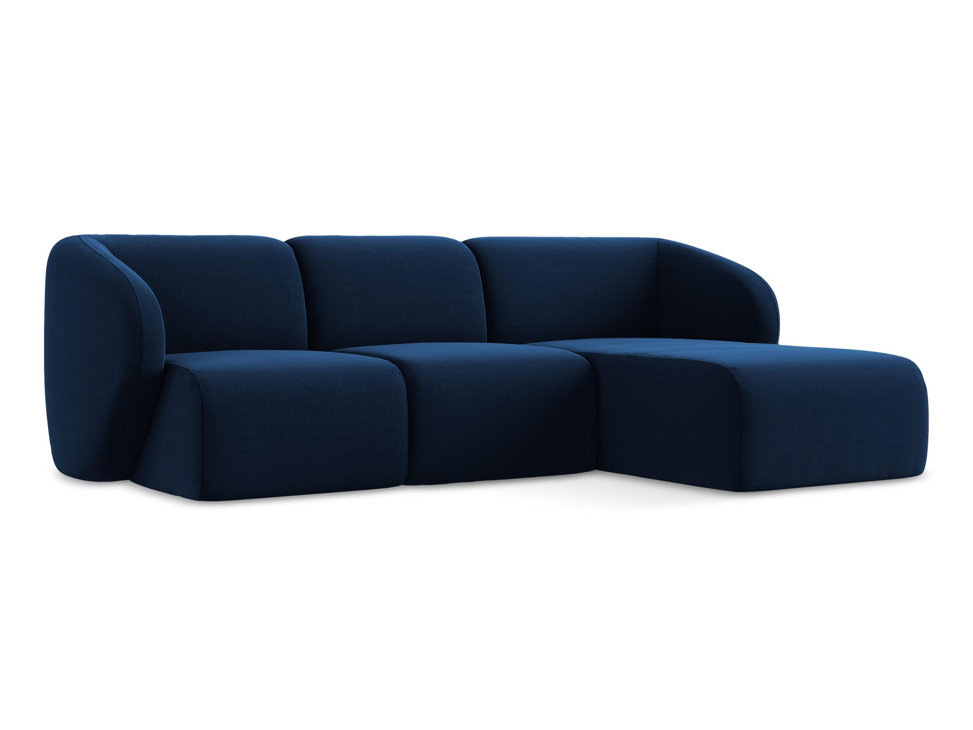 ECKSOFA Rechts Samt Stoff Blau - Türkis/Schwarz, Holzwerkstoff/Kunststoff (248/166cm) - Makamii