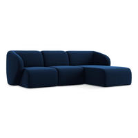 ECKSOFA Rechts Samt Stoff Blau - Türkis/Schwarz, Holzwerkstoff/Kunststoff (248/166cm) - Makamii