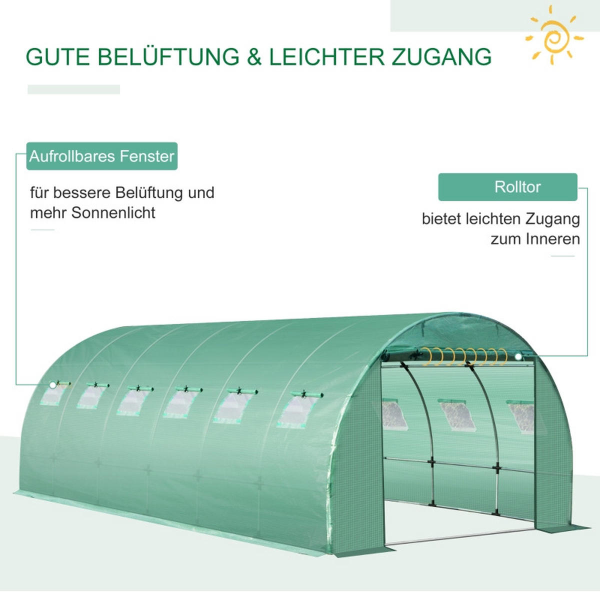 GEWÄCHSHAUSFOLIE 6x3x2 m UV Schutz grün - Grün, Kunststoff (600/200/300cm) - Fortuna Lai