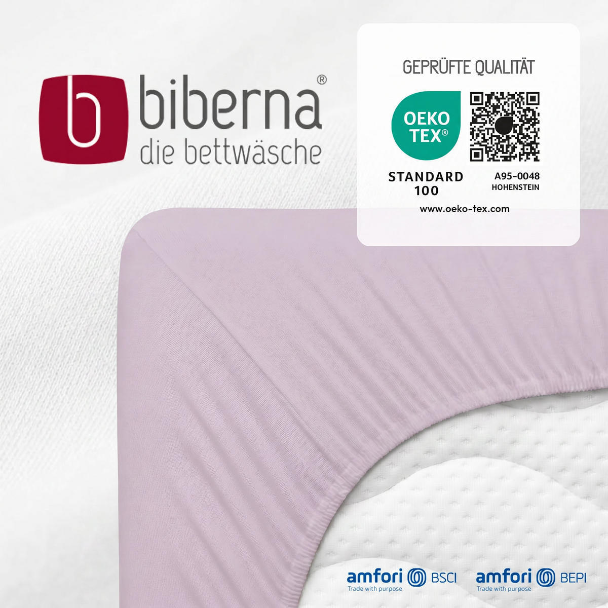 SPANNBETTTUCH Premium Jersey flieder, 60x120 cm - 70x140 cm - Flieder, Textil (70/140cm) - biberna