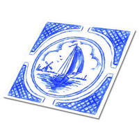 FLIESENAUFKLEBER 9 Stück 30x30 cm selbstklebend Azulejos-Boot - Blau, Textil (30/1.6/30cm) - TULUP