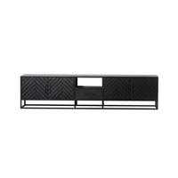 TV-SCHRANK Herringbone aus Mangoholz 210cm, schwarz - Schwarz, Holz (210/50/40cm) - Giga Meubel