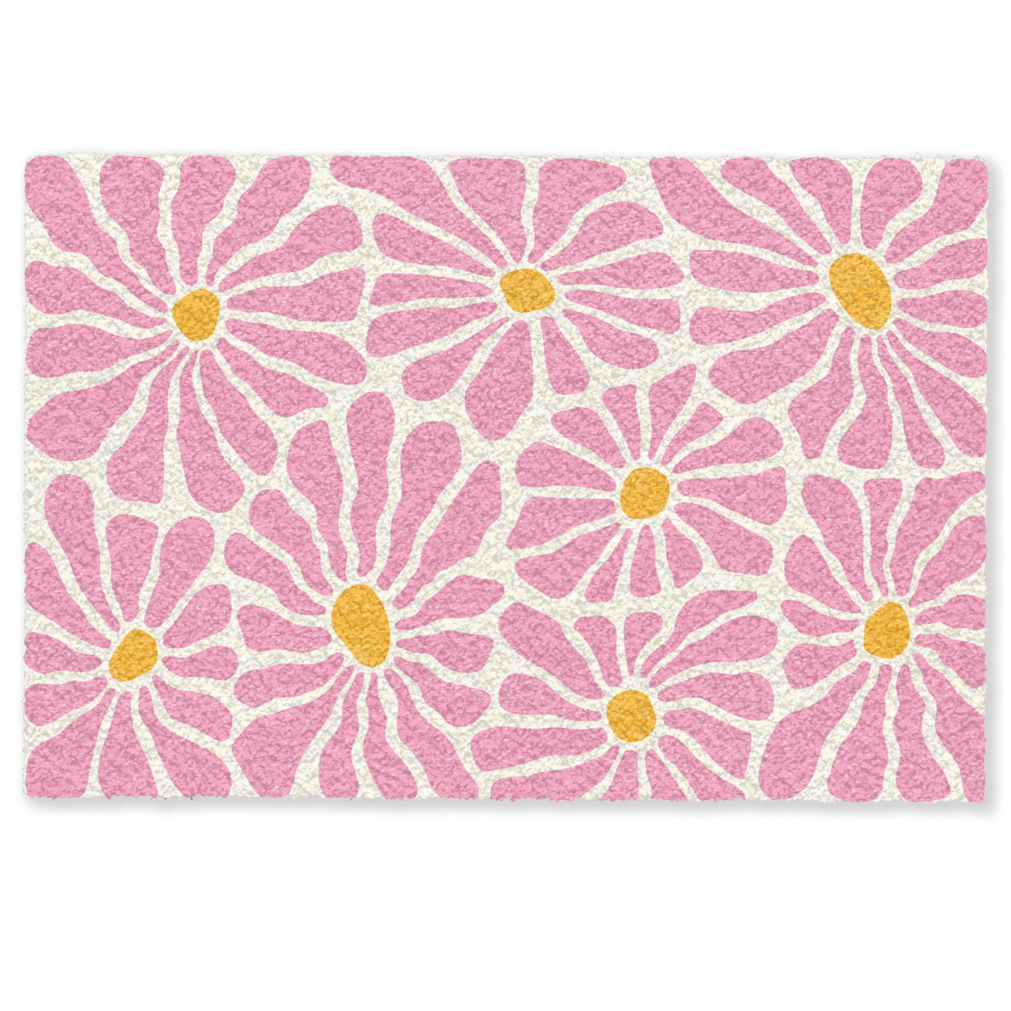 FUSSMATTE Blumen - Muster - Rosa - Beige - Orange Sauberlaufmatte 90x60 cm - Rosa, Kunststoff (90/60cm) - MuchoWow