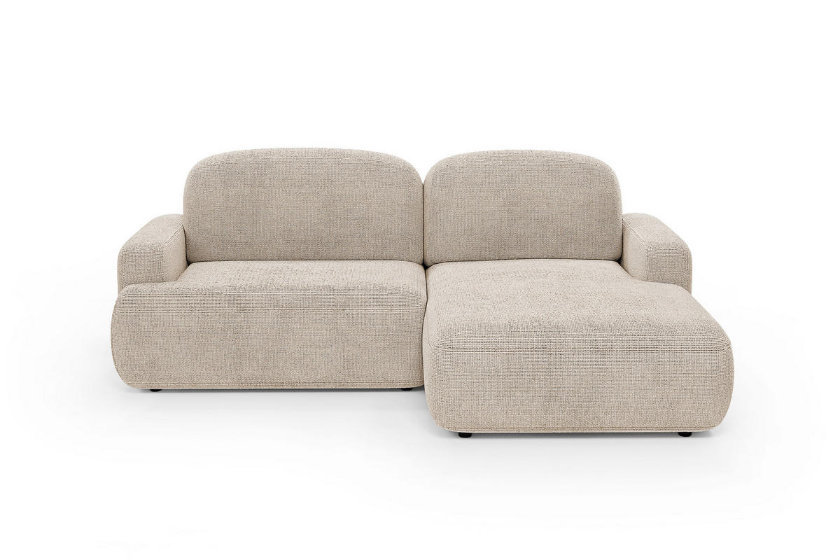 ECKSOFA Warm rechts – Beige, mit Schlaffunktion und Bettkasten - Beige, Textil (246/176cm)