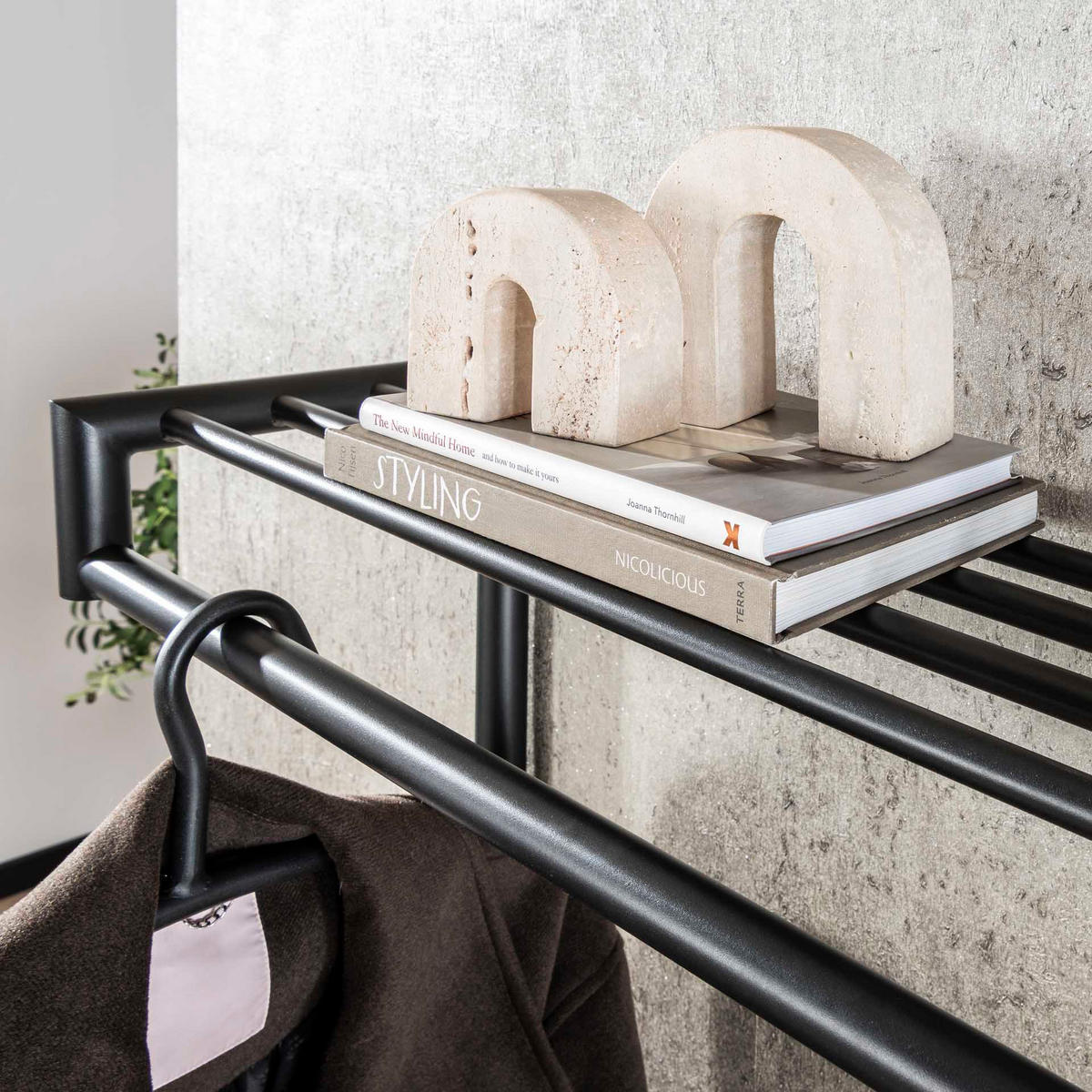 WANDGARDEROBE Peter Grau 27/100/ 35 cm - Dunkelgrau, Metall (100/35/27cm) - Hoyz Collection