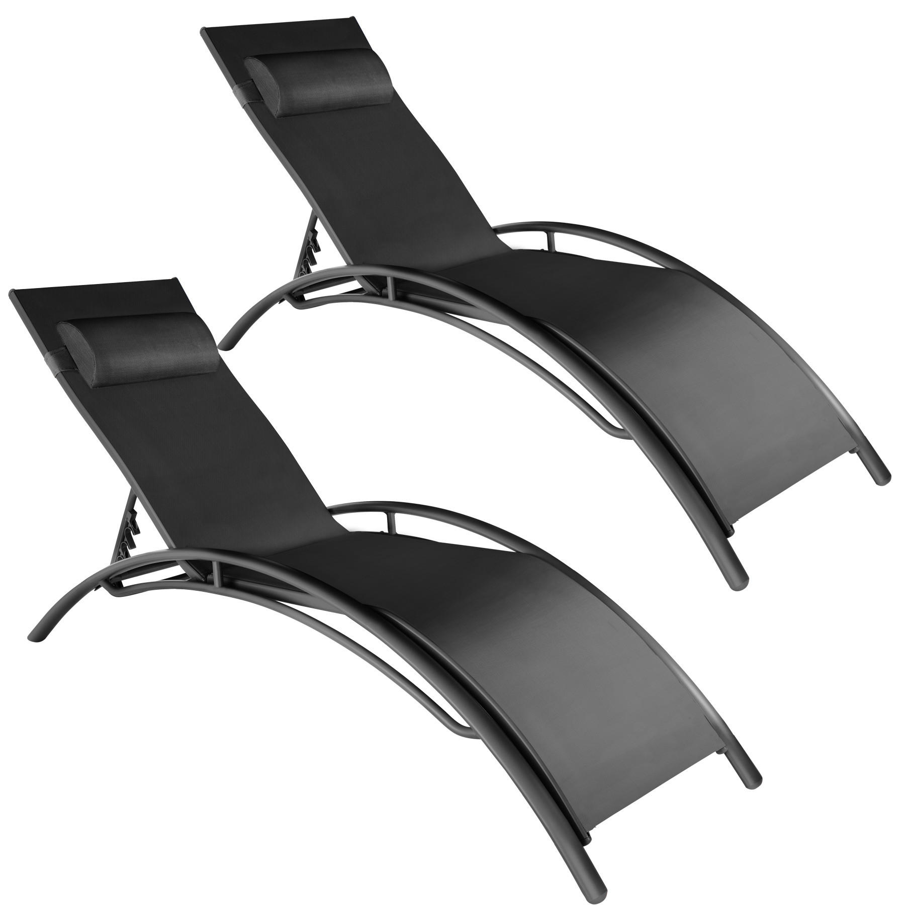 GARTENLIEGE 2er Set Alina,180 x 59 x 50 cm,schwarz - Schwarz, Kunststoff (59/81.5/180cm) - tectake