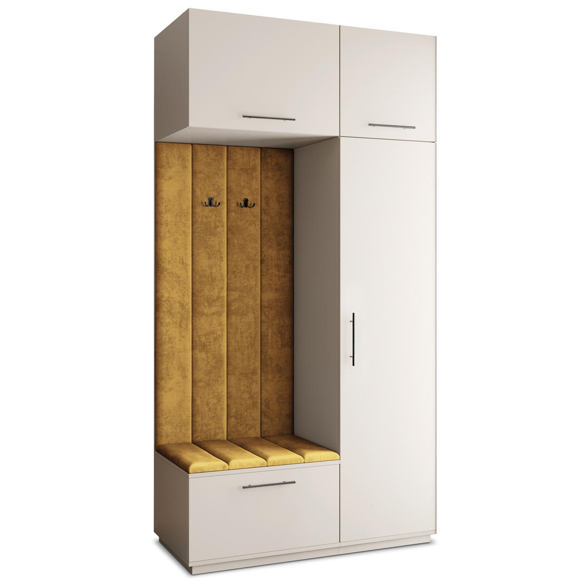 GARDEROBENSCHRANK REMA 120/240/60 cm Modern Garderobe-Set Kaschmir - Kaschmir/Gelb, Holzwerkstoff (120/240/60cm) - MASSENO