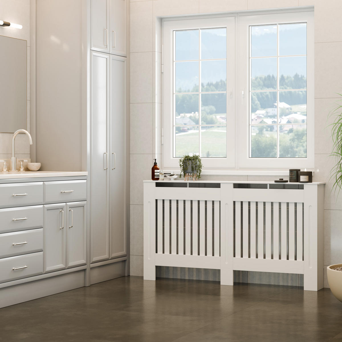 HEIZKÖRPERABDECKUNG Vila,optimale Luftzirkulation,weiß - Weiß, Holz (19/152/82cm) - tectake