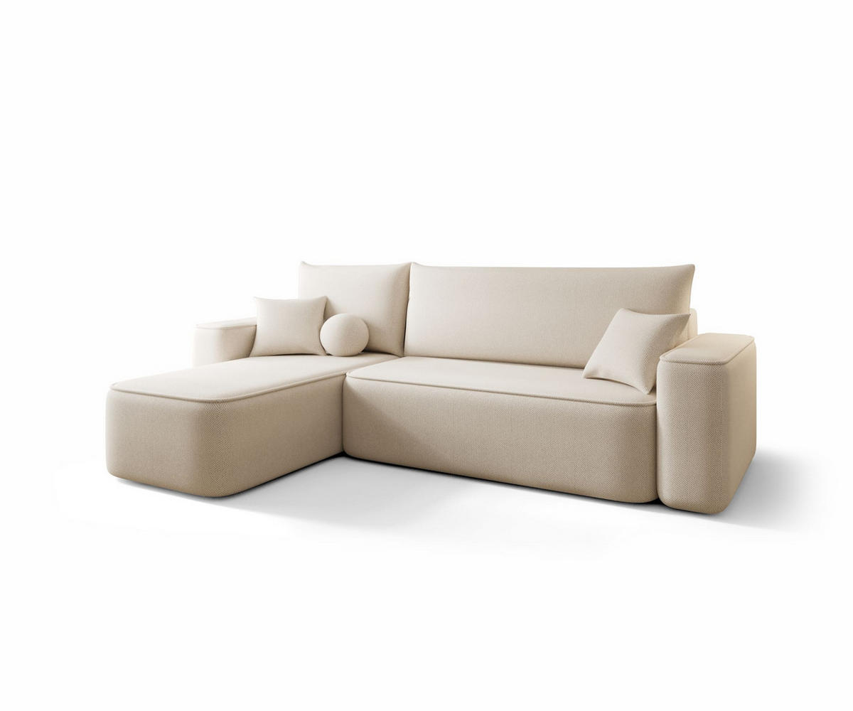 ECKSOFA TEXAS links beige Strickstoff Curio 9 - Schlaffunktion, Bettkasten - Beige, Textil (250/150cm) - Cornero