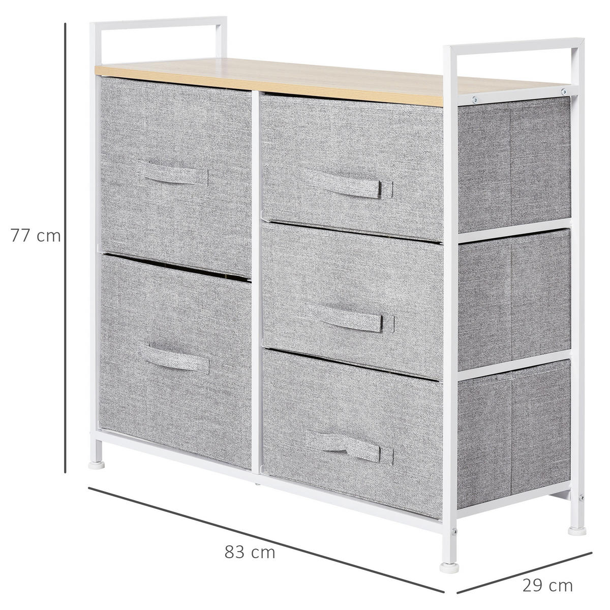 SCHUBLADENSCHRANK, Stoff+ Holz, Grau - Grau, Holzwerkstoff (29/77/83cm) - HOMCOM