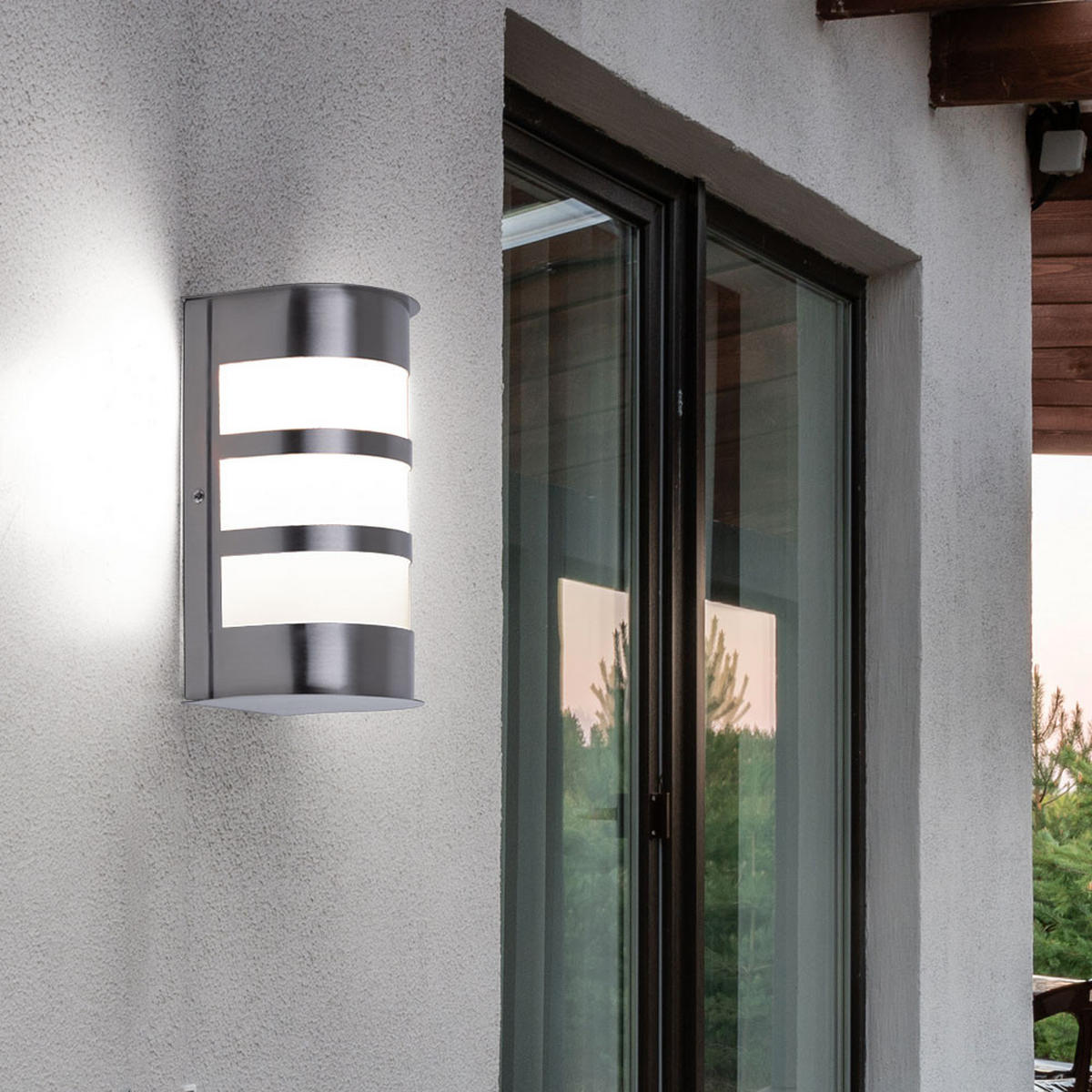 LED AUSSEN-WANDLEUCHTE Edelstahl Silber - Silberfarben, Kunststoff/Metall (13/23/12cm)
