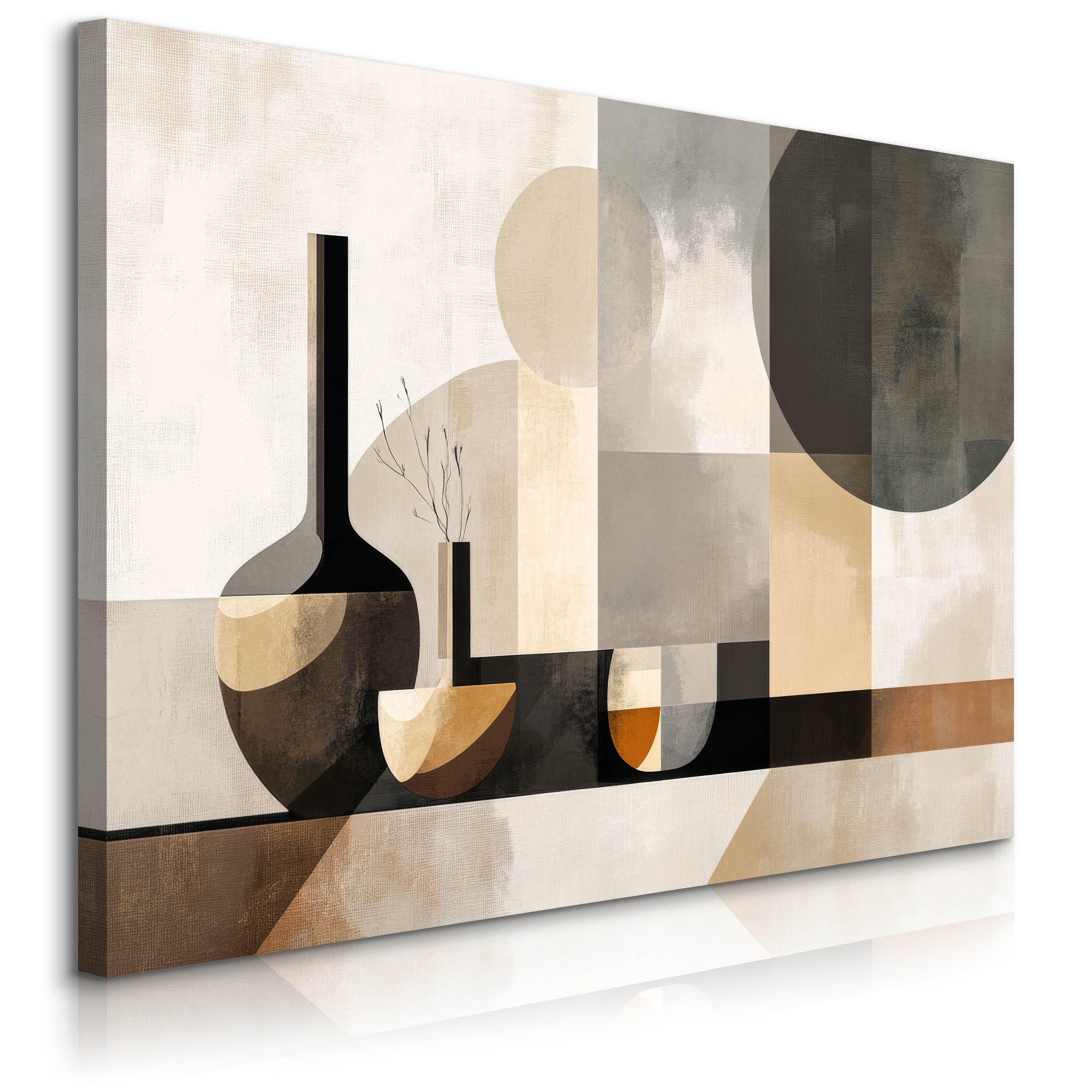 LEINWANDBILD Abstraktion Boho Stil 120/80 cm - Beige/Schwarz, Textil (120/80cm) - Muralo