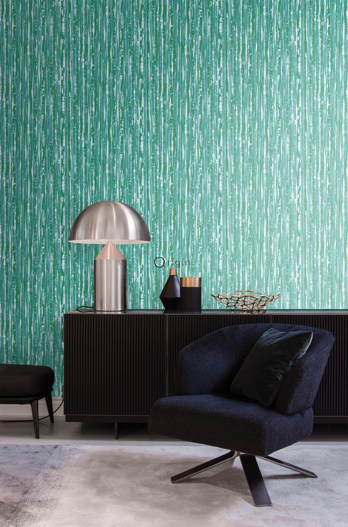 TAPETE Streifen 53 cm x 10.05 m - Grün, Papier (53/1000cm) - Origin Wallcoverings