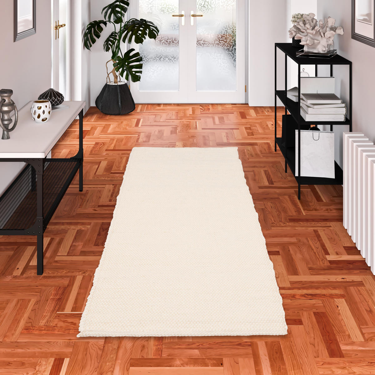 NATUR TEPPICH LÄUFER WOLLE ALASKA MELIERT - Ecru, Textil (70/130cm) - Pergamon