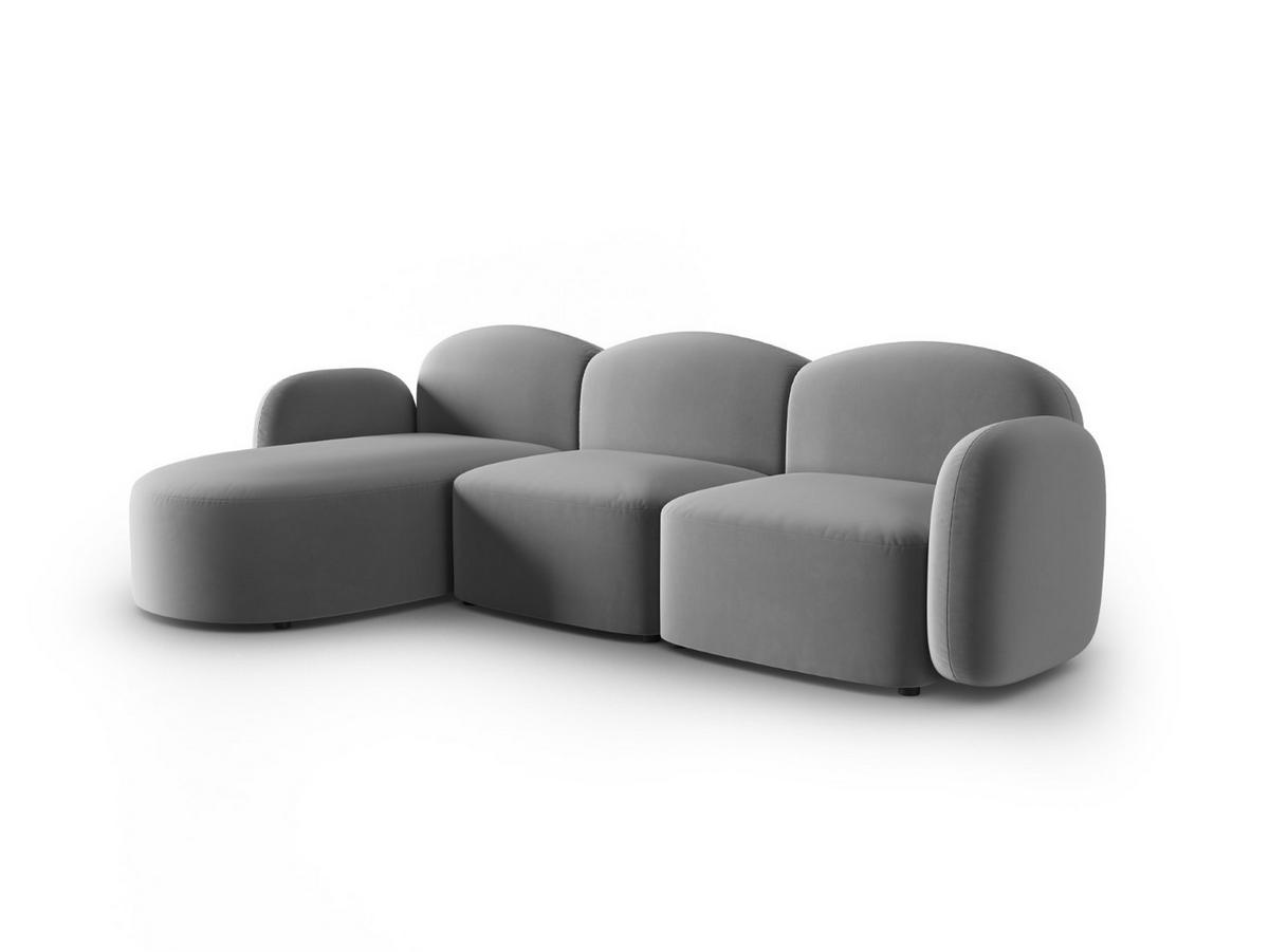 ECKSOFA links Blair aus Samt hellgrau 4 Sitzplätze - Hellgrau, Textil (155/272cm) - Micadoni