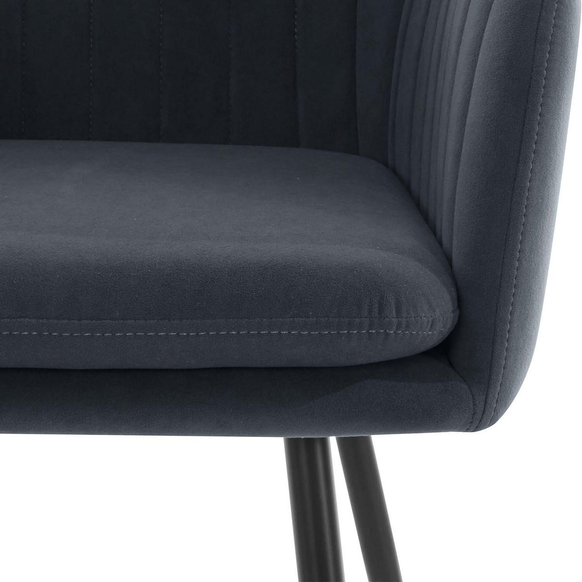 SESSELSTUHL-SET, 6 Stück - Lia - Samtvelour Grau - Schwarz/Grau, Textil/Metall (56/80/62cm) - Möbel Stellbrink