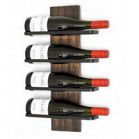 WEINREGAL Wand für 4 Flaschen Metall Flaschenregal  - Schwarz, Metall (29/49/9cm) - DanDiBo