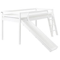PAT SEMIÎNALT lemn de pin 90/200 cm cu tobogan alb Staple - alb, lemn (227/110/208cm) - Beliani