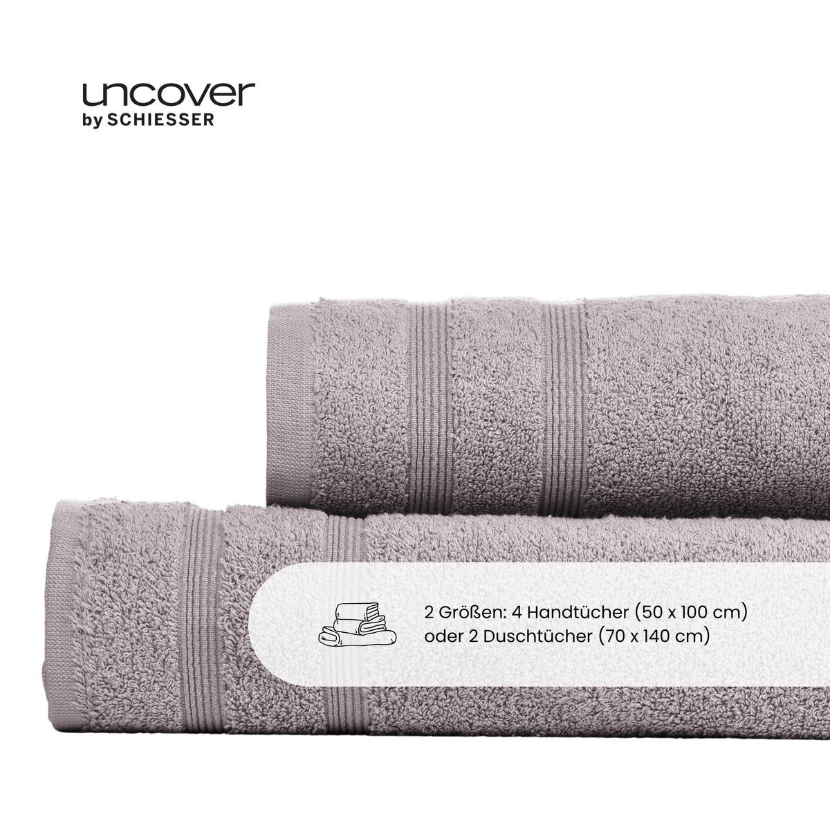 HANDTUCHSET Brooklyn - 4-teilig - 50x100cm - Hellgrau - Hellgrau, Textil (50/100cm) - Uncover by Schiesser