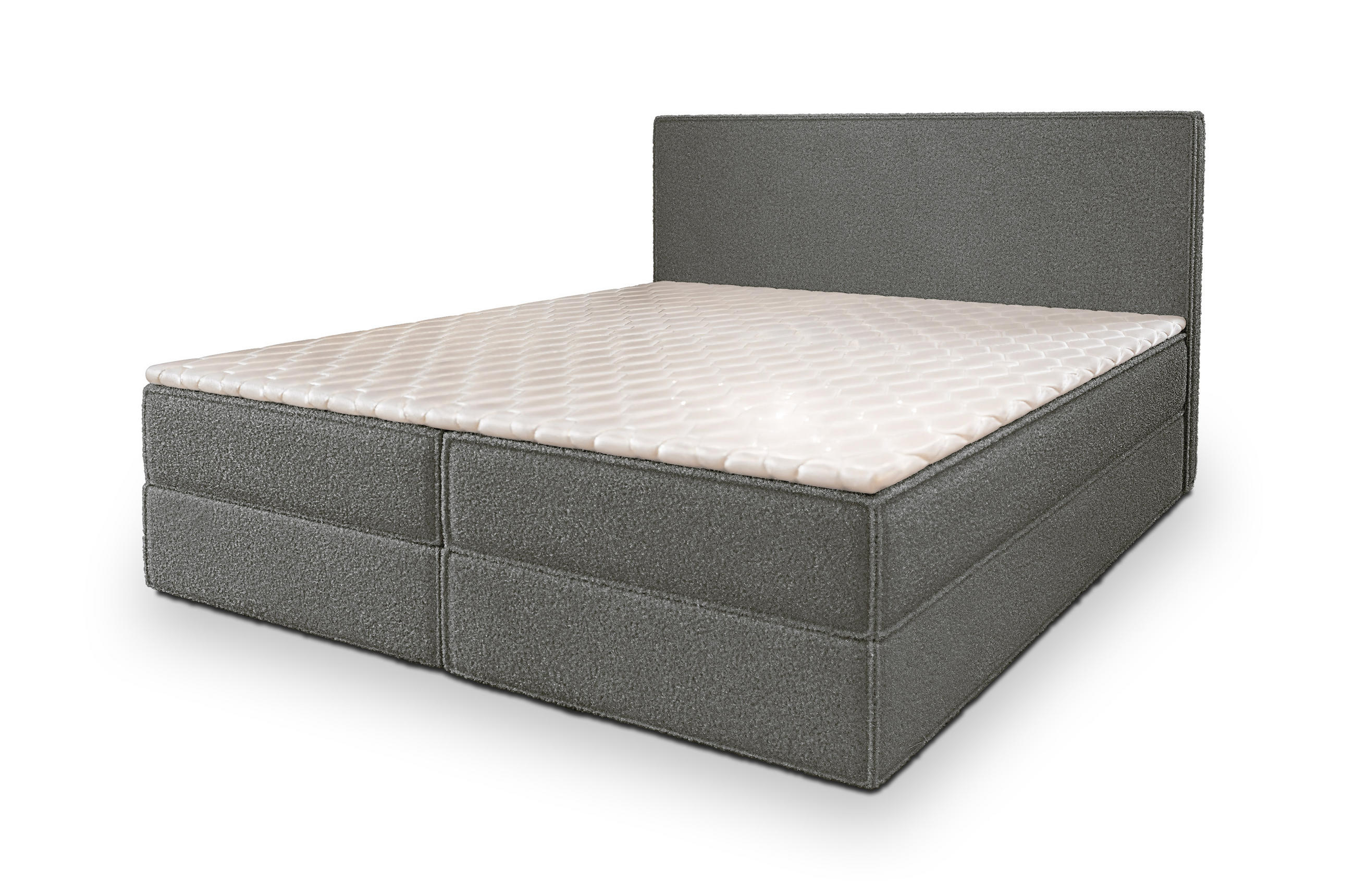 BOXBETT PELLIO 140x200 cm mit Matratze und Topper - Grau - Grau, Holz (140/200cm) - MASSENO