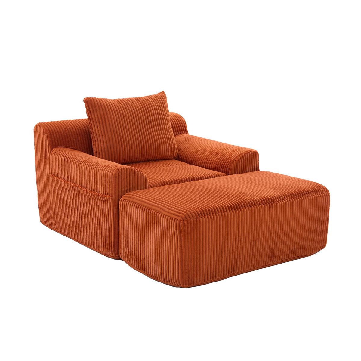 RELAXSESSELSET Übergroßer Loungesesselmit Fußhocker,Cord,Orange - Orange, Textil (110/87/147cm) - LVHOM