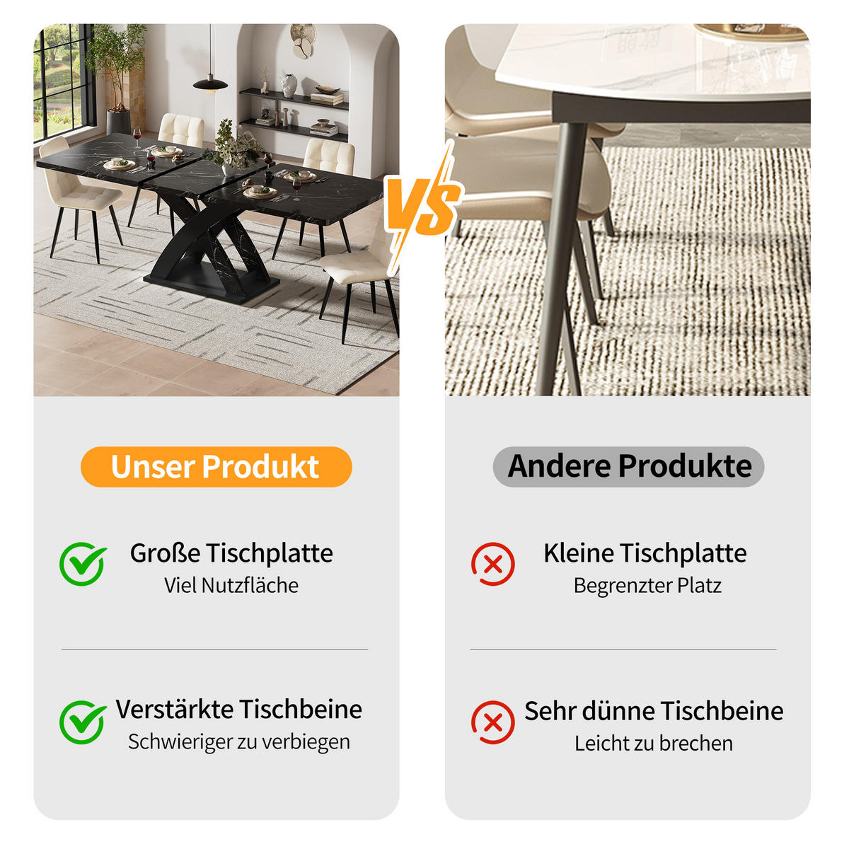 ROZKLADACÍ JEDÁLENSKÝ STÔL – čierny MDF s funkciou rozťahovania a základňou v tvare X - Eiche San Remo, Holzwerkstoff/Metall (80/120/75cm) - Urban Meuble