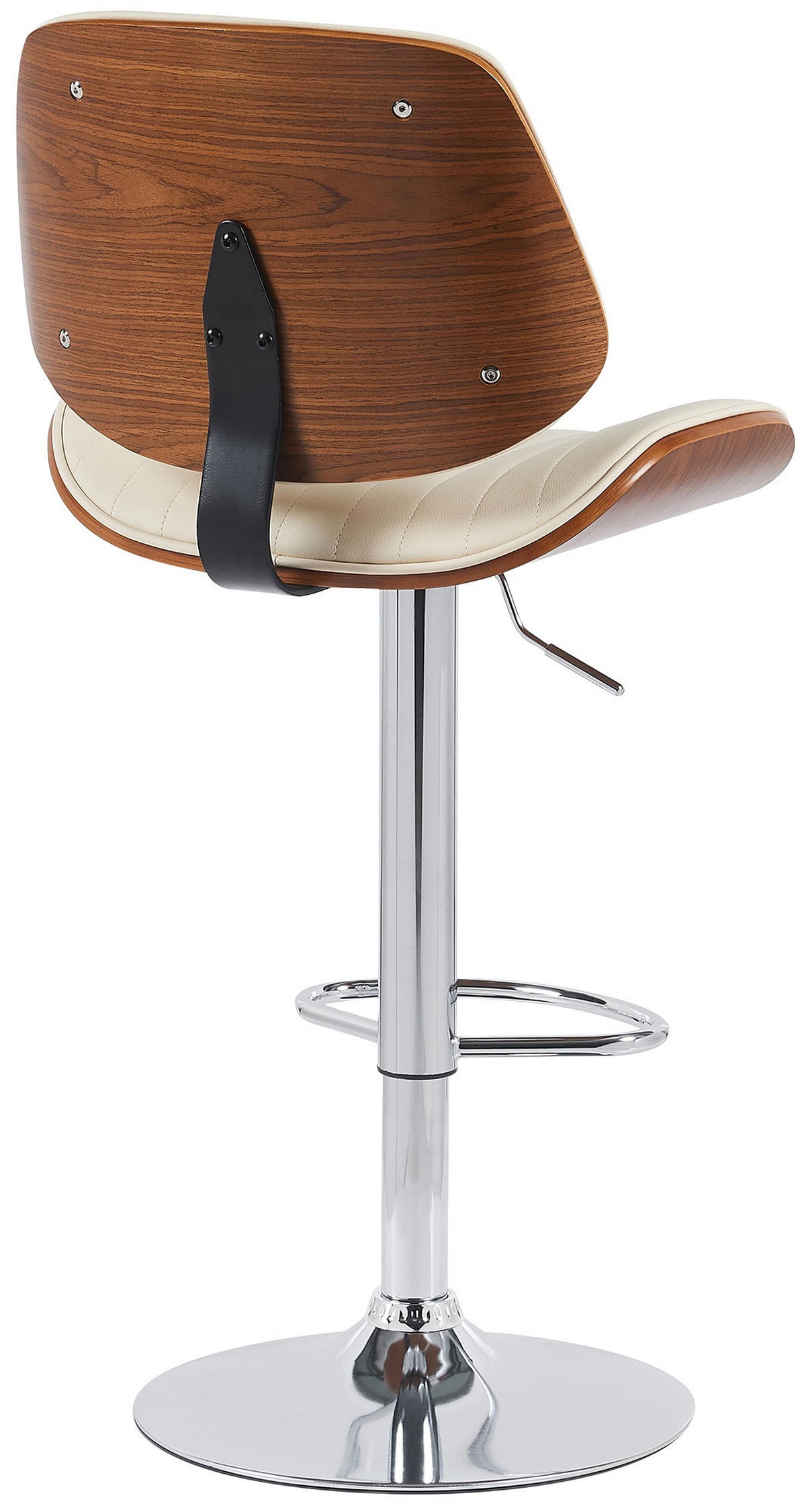 BARHOCKER Lederlook walnuss/creme - Chromfarben/Walnussfarben, Textil/Metall (50/94/50cm) - CLP