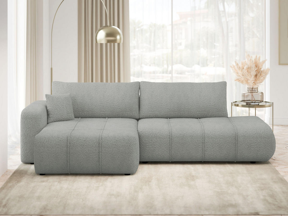 ECKSOFA Furyn O Boucle, Seite: Links - Schwarz/Grau, Holzwerkstoff/Kunststoff (262/145cm) - MIRJAN24