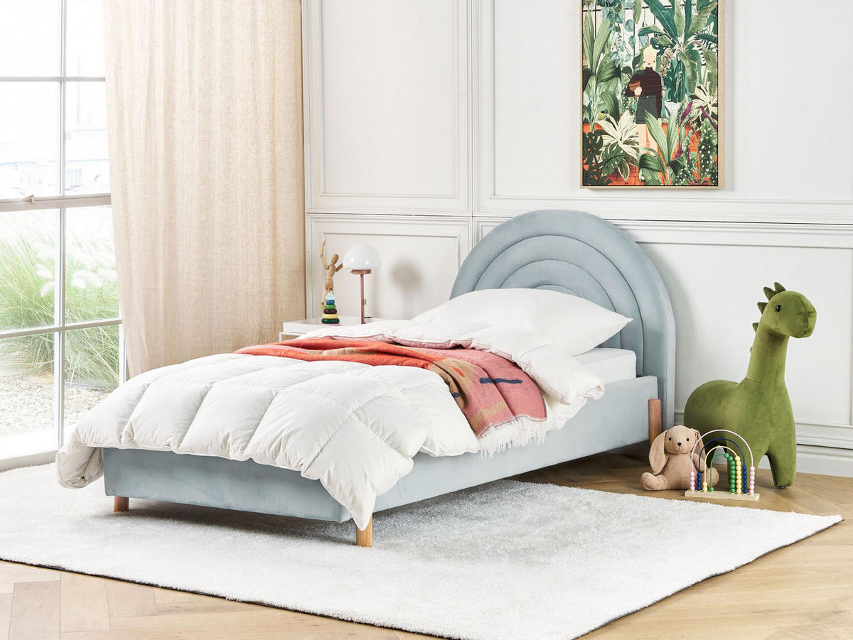 POLSTERBETT 90/200cm Hellblau Anet - Hellblau, Textil (90/200cm) - Beliani