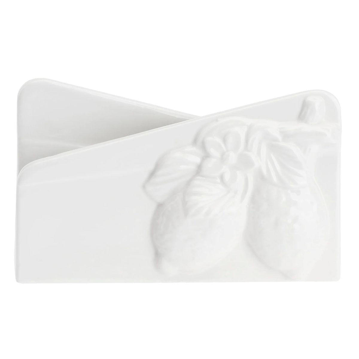 SERVIETTENHALTER 2er Set "Portatovaglioli Limoni" Fattoria 16 x10 cm - Weiß, Keramik (16/16cm) - La Porcellana Bianca