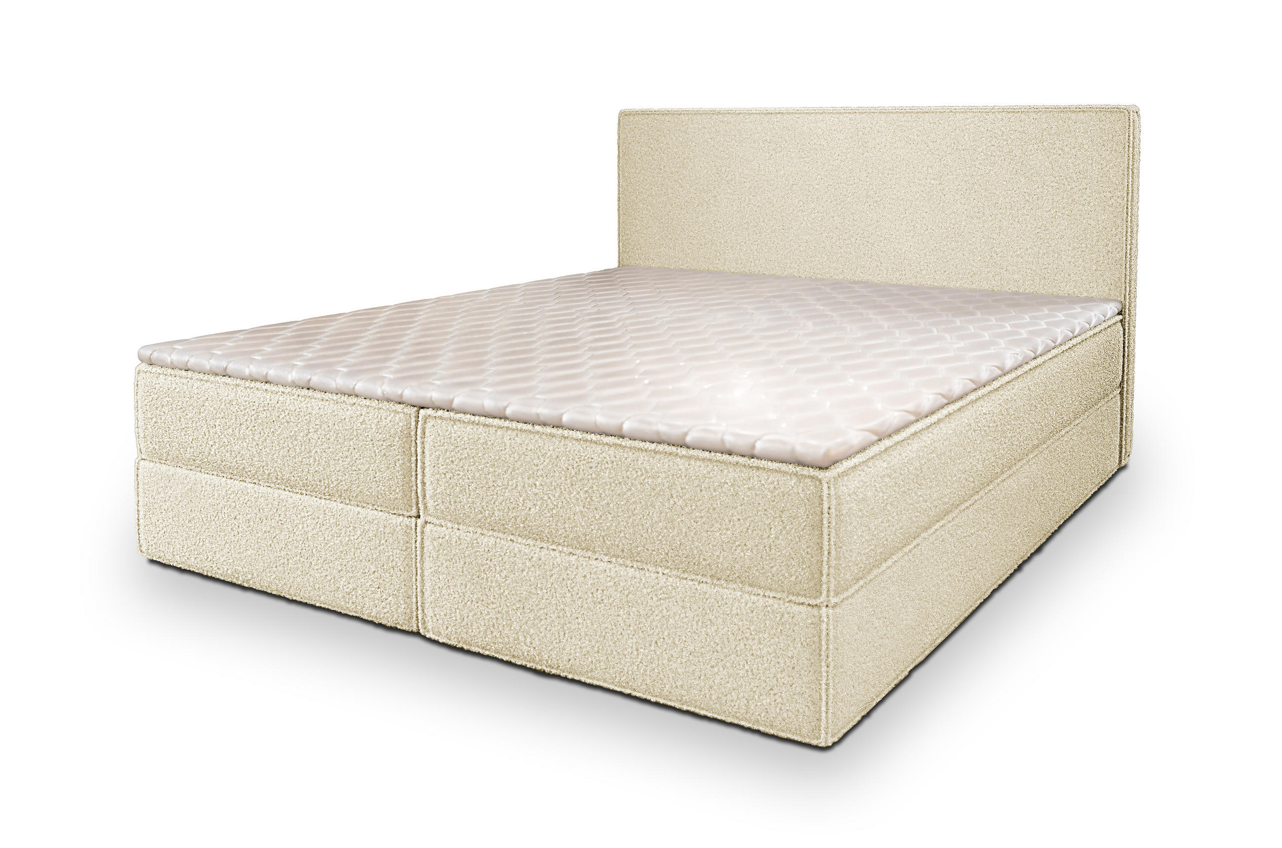 BOXBETT PELLIO 180x200 cm mit Matratze und Topper - Creme - Creme, Holz (180/200cm) - MASSENO
