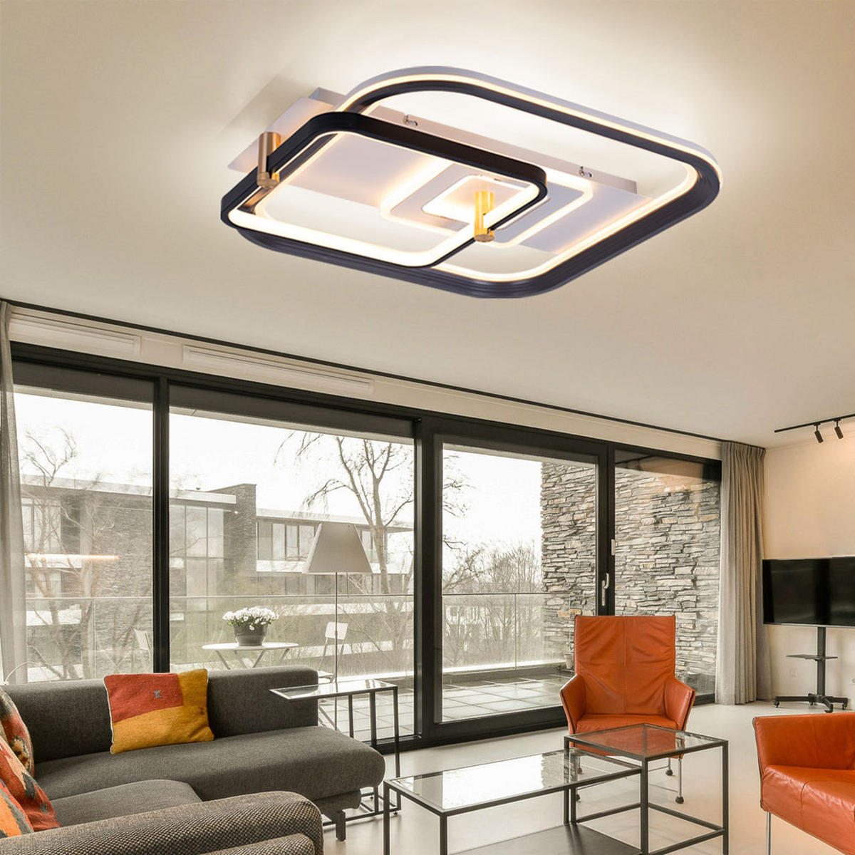 LED DECKENLEUCHTE Metall Schwarz opal - Schwarz, Metall (52/48/9.5cm) - Globo Lighting