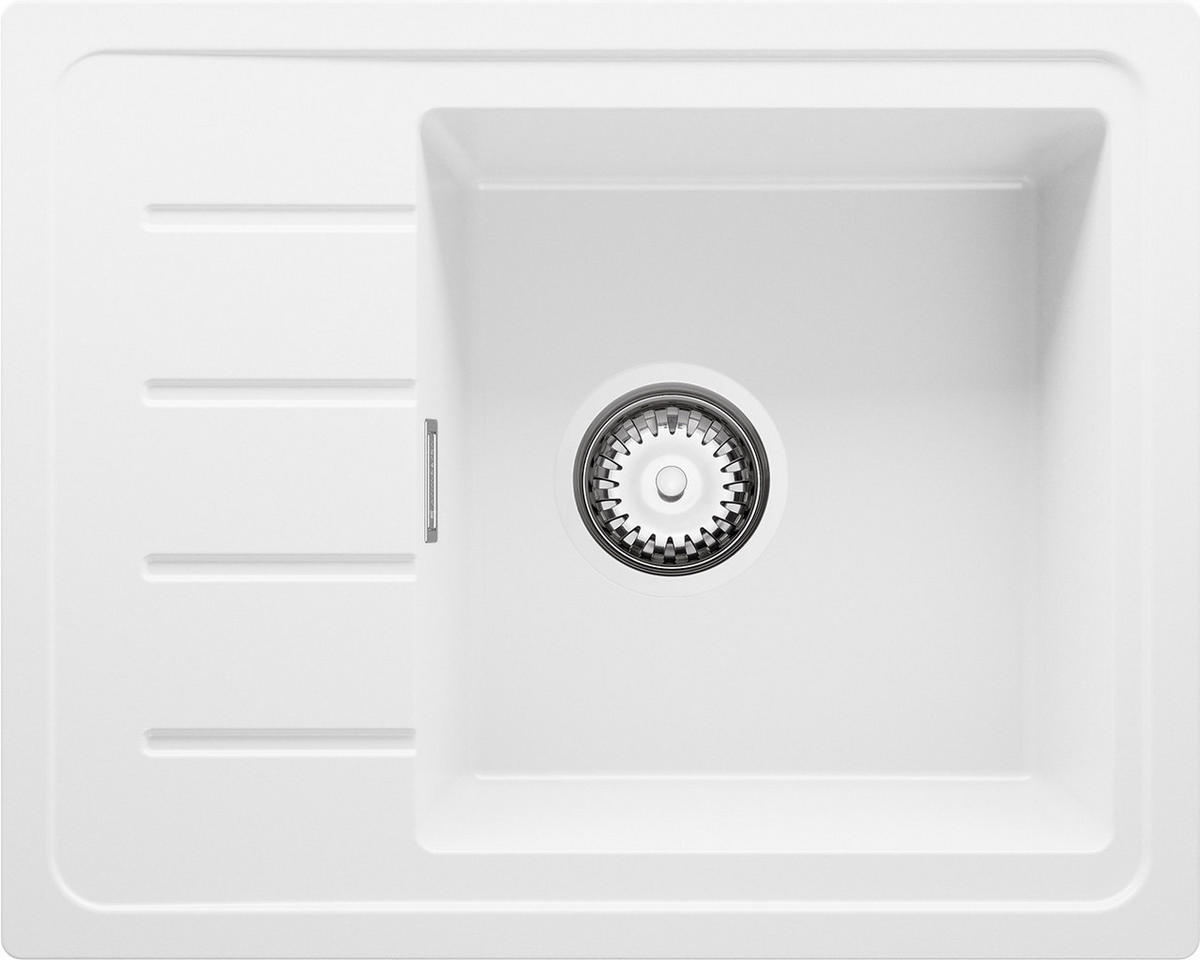 SPÜLBECKEN Kopenhagen Easy, 2-er set Weiß 55/44 cm 1 Becken + Ablauf-Set ab 45er Unterschrank - Chromfarben/Weiß, Kunststoff (55/17/44cm) - Primagran