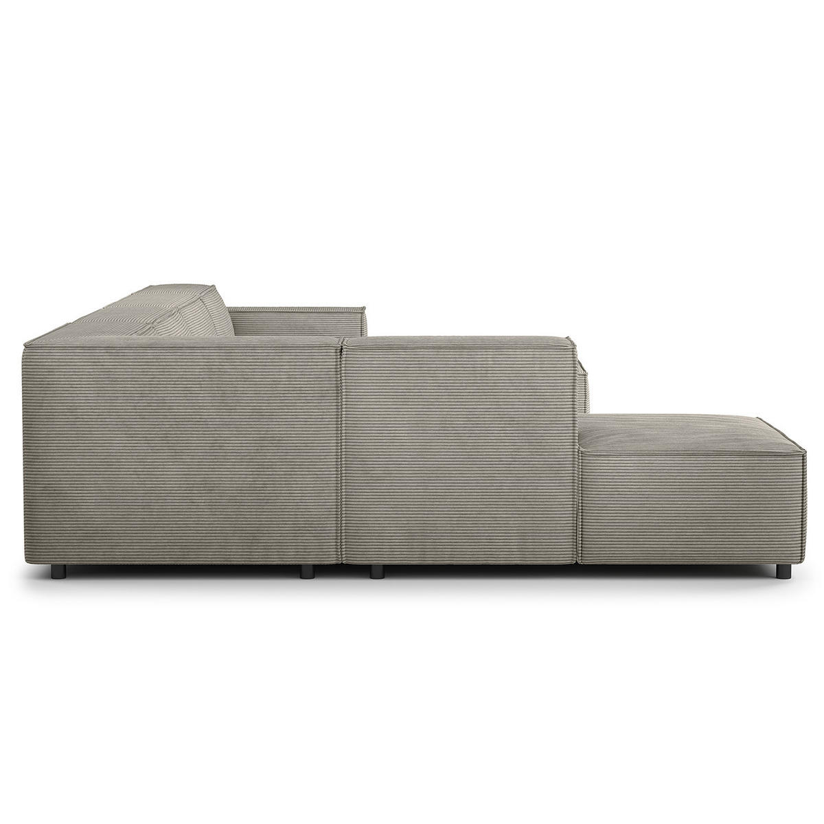 WOHNLANDSCHAFT mit Longchair & Ottomane - Graubraun/Schwarz, Kunststoff/Textil (369/70/234cm) - home24