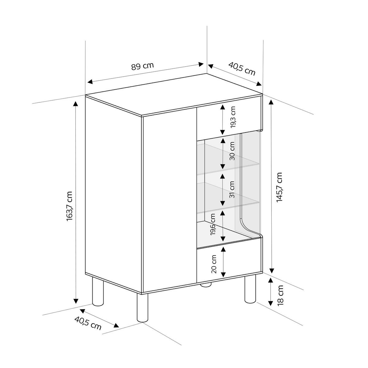 VITRINE SENA 145 cm Eiche Bookmatch - Eichefarben, Eichenholz/Holzwerkstoff (89/145.7/40.5cm) - Idohome