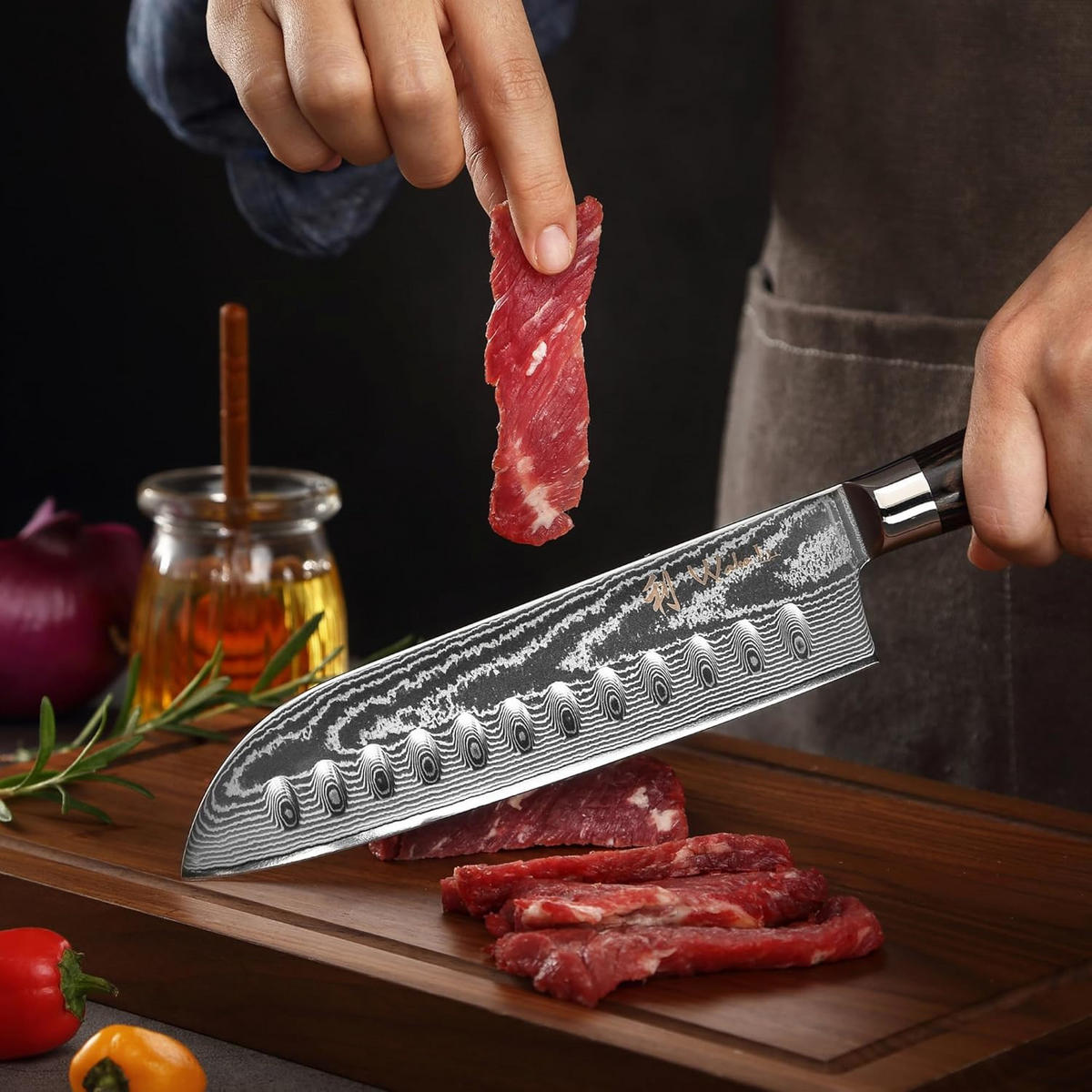 SANTOKUMESSER-SET 2-TEILIG 12–18 cm - Braun, Holz/Metall - Wakoli