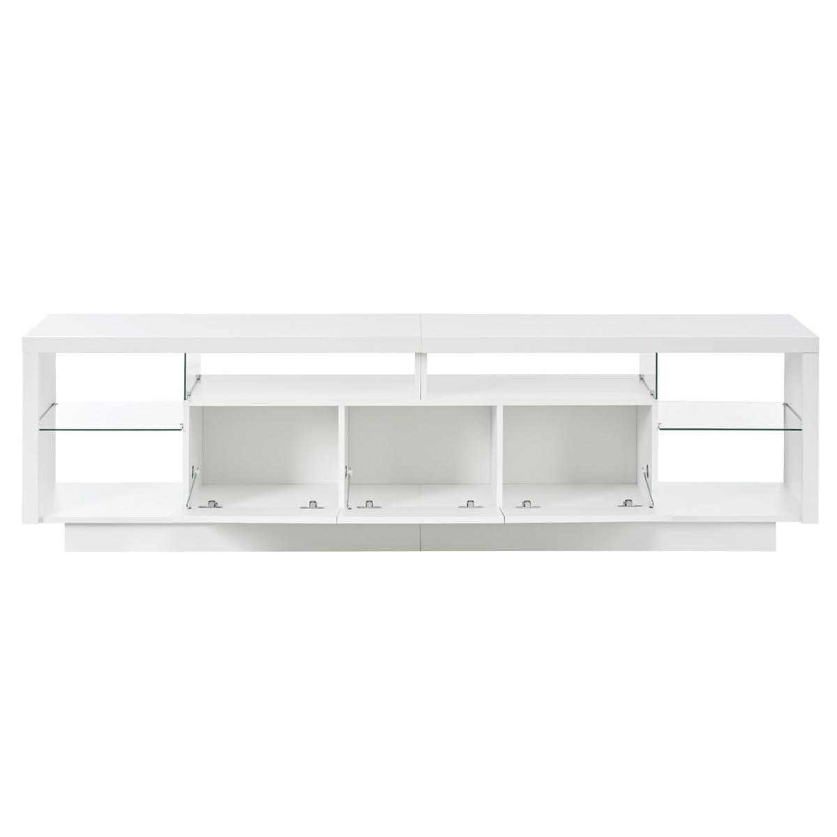 TV-SCHRANK 200/38/55 cm Weiß Hochglanz mit LED-App und 3 Türen - Weiß, Holzwerkstoff (200/55/38cm) - Oxeza