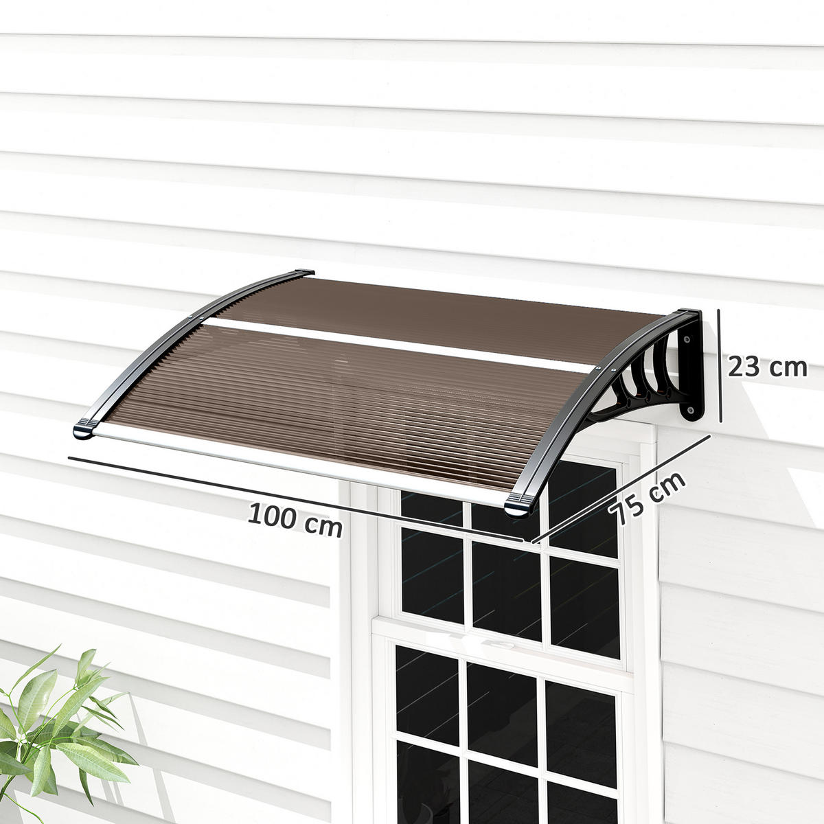 VORDACH DE-07399 Pultvordach aus Polycarbonat Braun - Schwarz/Braun, Kunststoff (100/23/75cm) - ComfortXL