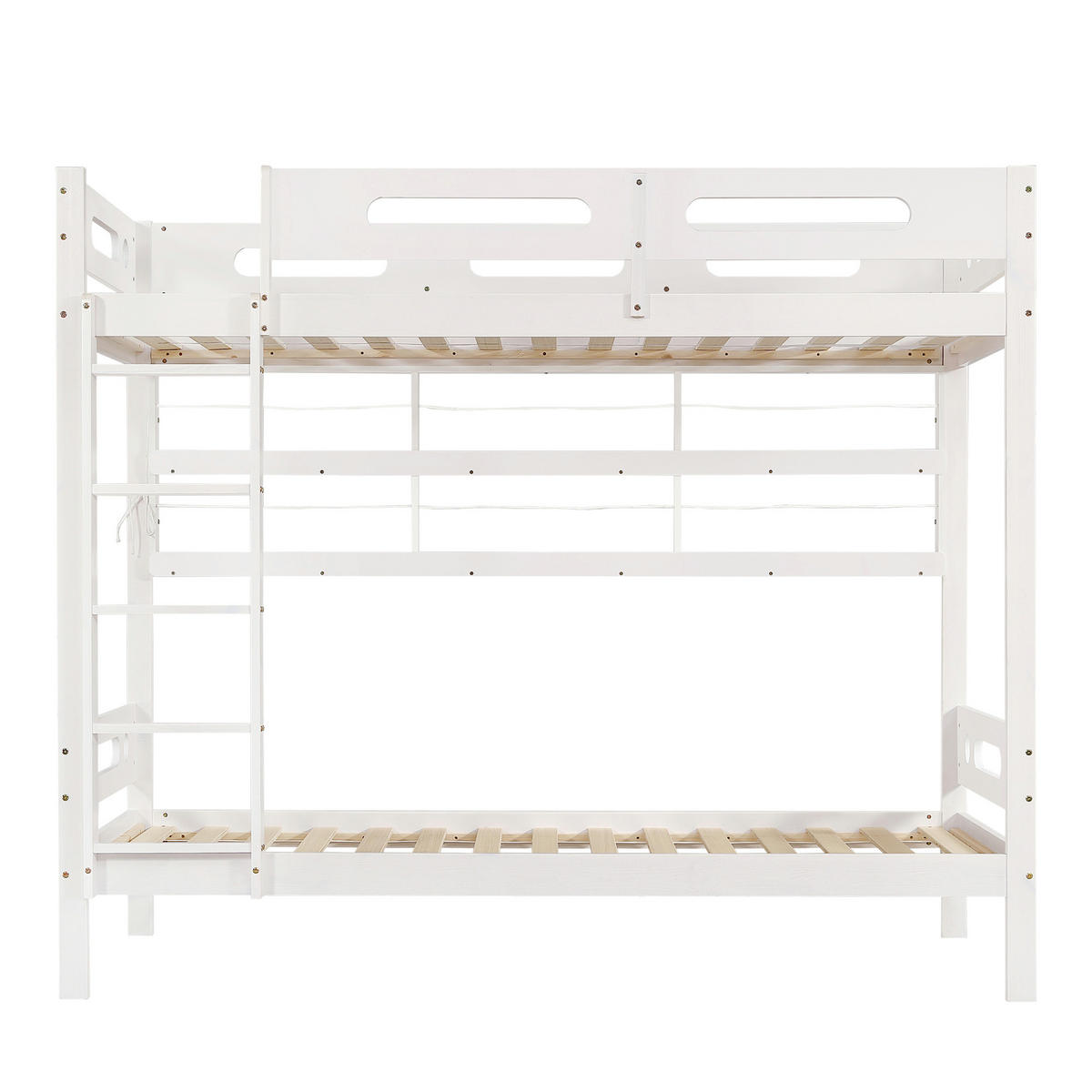 ETAGENBETT Kiefernholz Weiß 90/200 cm mit Leiter und Regalen - Naturfarben, Holz (90/200cm) - ComfortXL