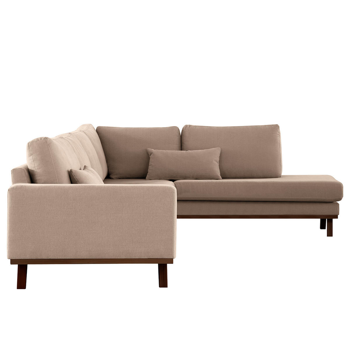 ECKSOFA mit Ottomane - Taupe/Buchefarben, Buchenholz/Textil (287/219cm) - home24
