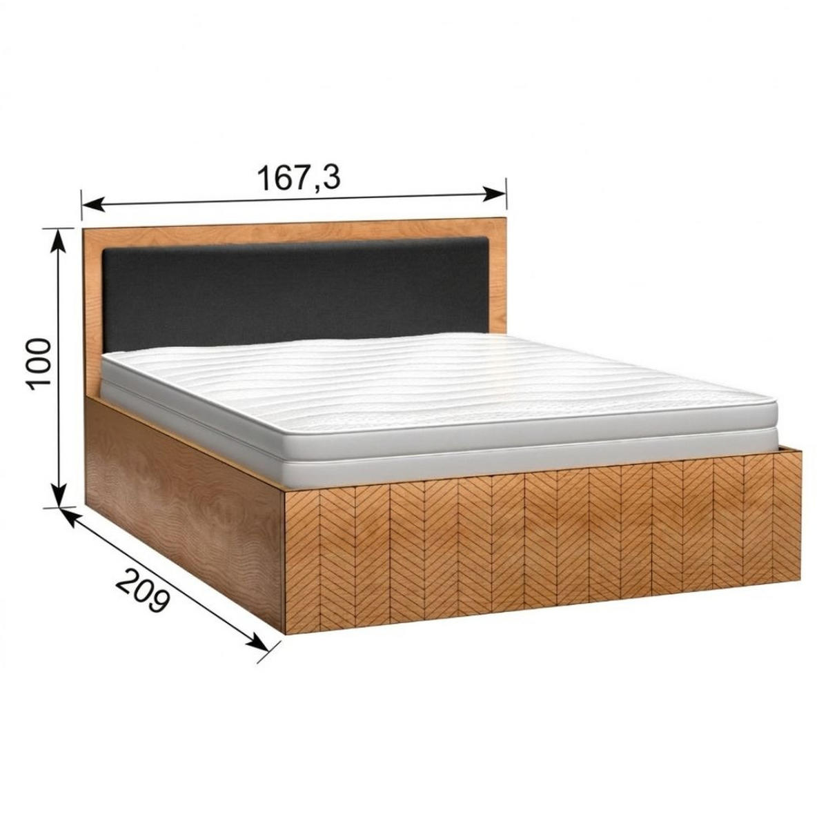 BETT MIT BETTKASTEN Fonti F-12 160 x 200 cm Karamell-Eiche - Eichefarben, Holzwerkstoff/Metall (160/200cm) - Koseto