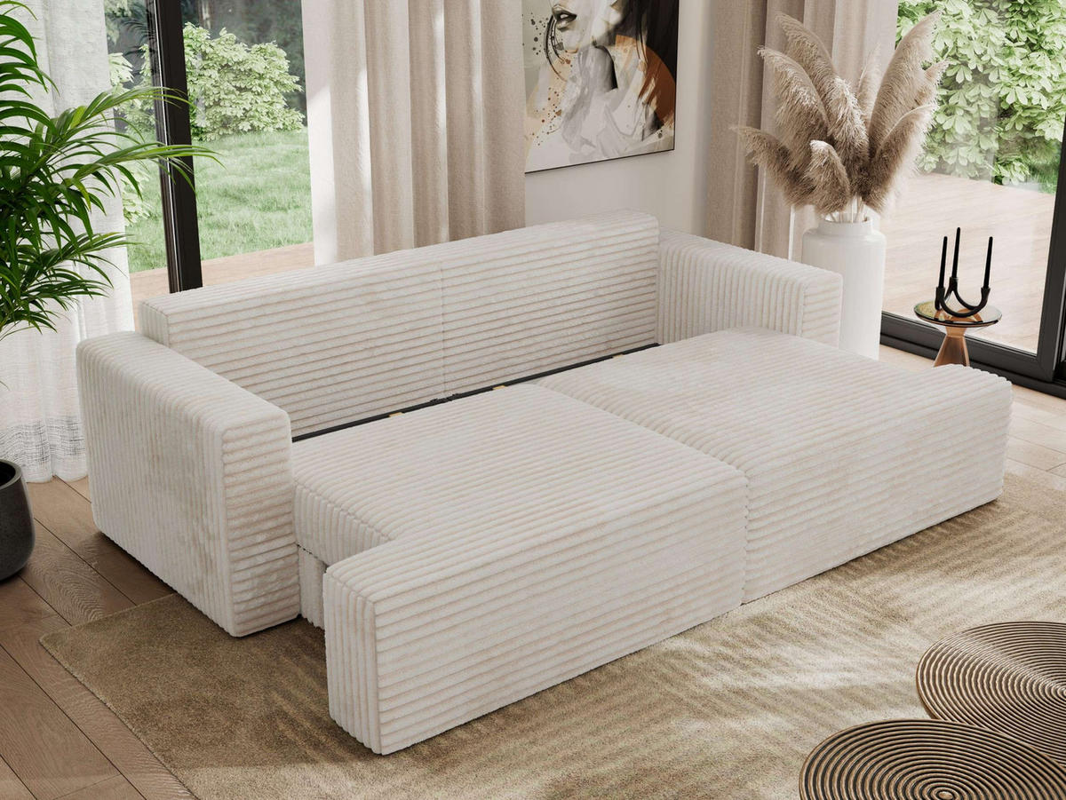 4-SITZER SOFA VIRELLA Beige Cord - Beige/Schwarz, Textil (240/88/115cm) - MKS