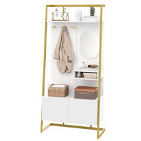 DIELENGARDEROBE mit Spiegel und Schuhablage in Weiß 78/38,5/180,5 cm - Weiß, Holzwerkstoff (38.5/180.5/78cm) - BEAOK