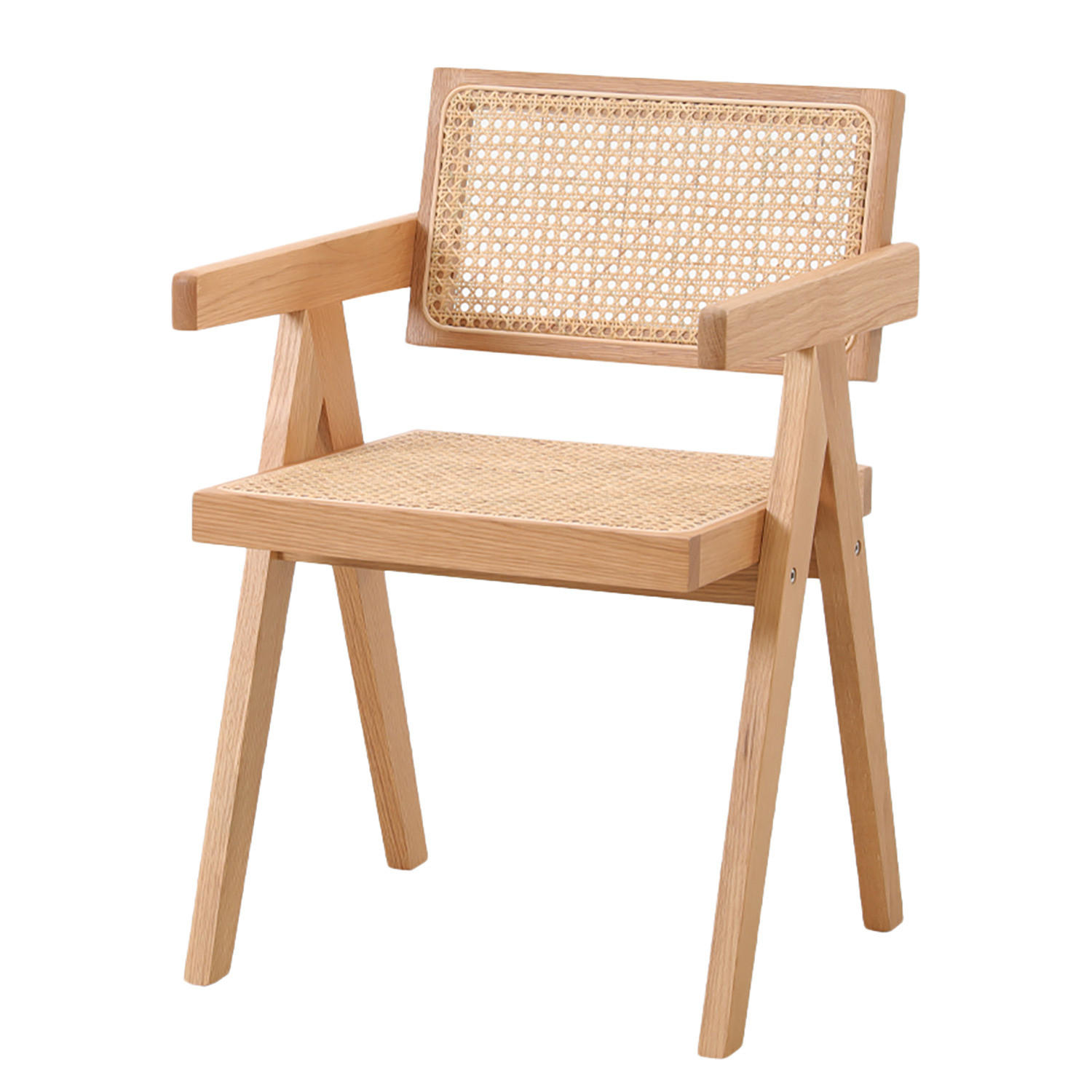 ARMLEHNENSTUHL mit Wiener Geflecht - Eiche massiv - Beige, Holz (51/77/54cm) - home24