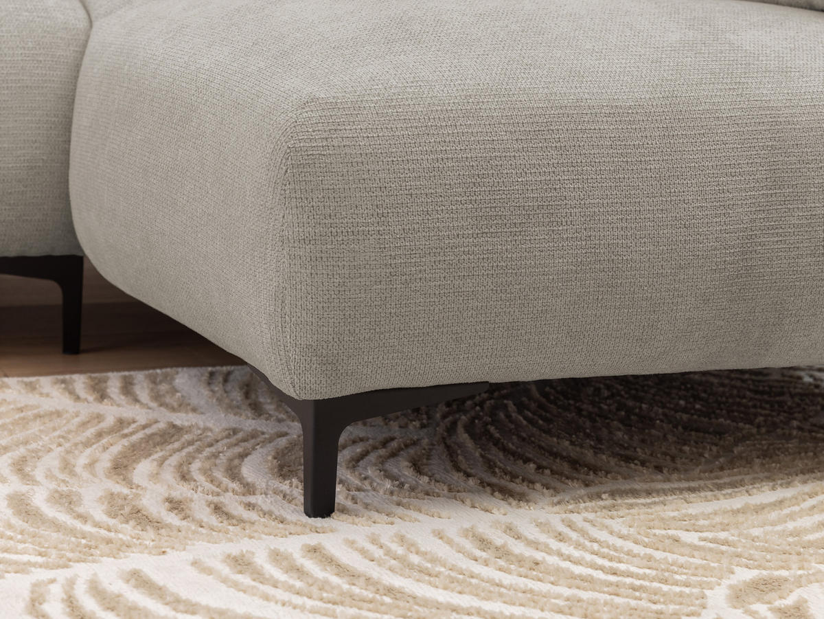 ECKSOFA Cardea in Bubble-Optik aus weichem Taupe Strukturstoff mit hohem Sitzkomfort - Ottomane rechts - Taupe/Schwarz, Holz/Textil (230/170cm) - S-Style Möbel