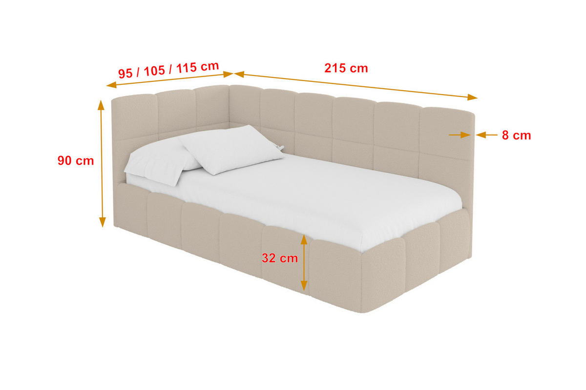 EINZELBETT Jugendbett mit Bettkasten Rechts, ohne Matratze - LIVY 80x200 Dunkelbeige - Mokka, Holzwerkstoff/Textil (80/200cm) - ALTDECOR