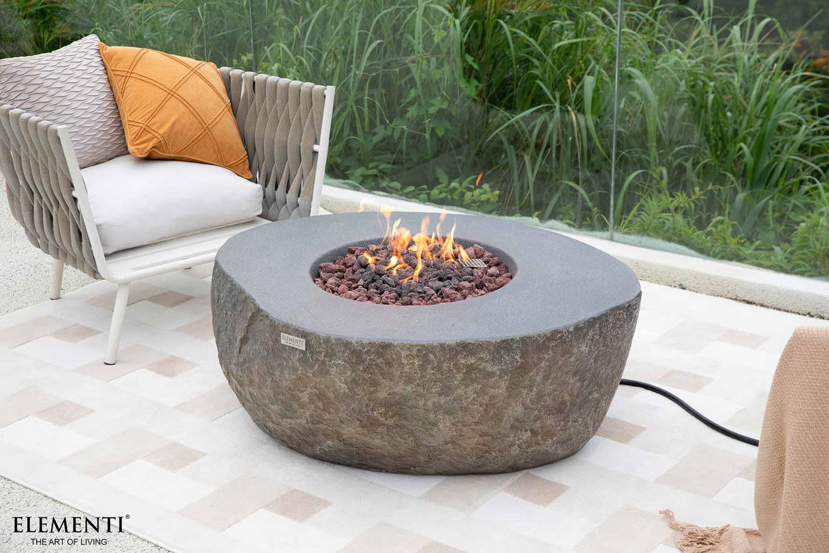 FEUERSTELLE Vesuv in Basalt-Optik aus Faserbeton - Dunkelgrau, Stein (113/44/110cm) - Elementi